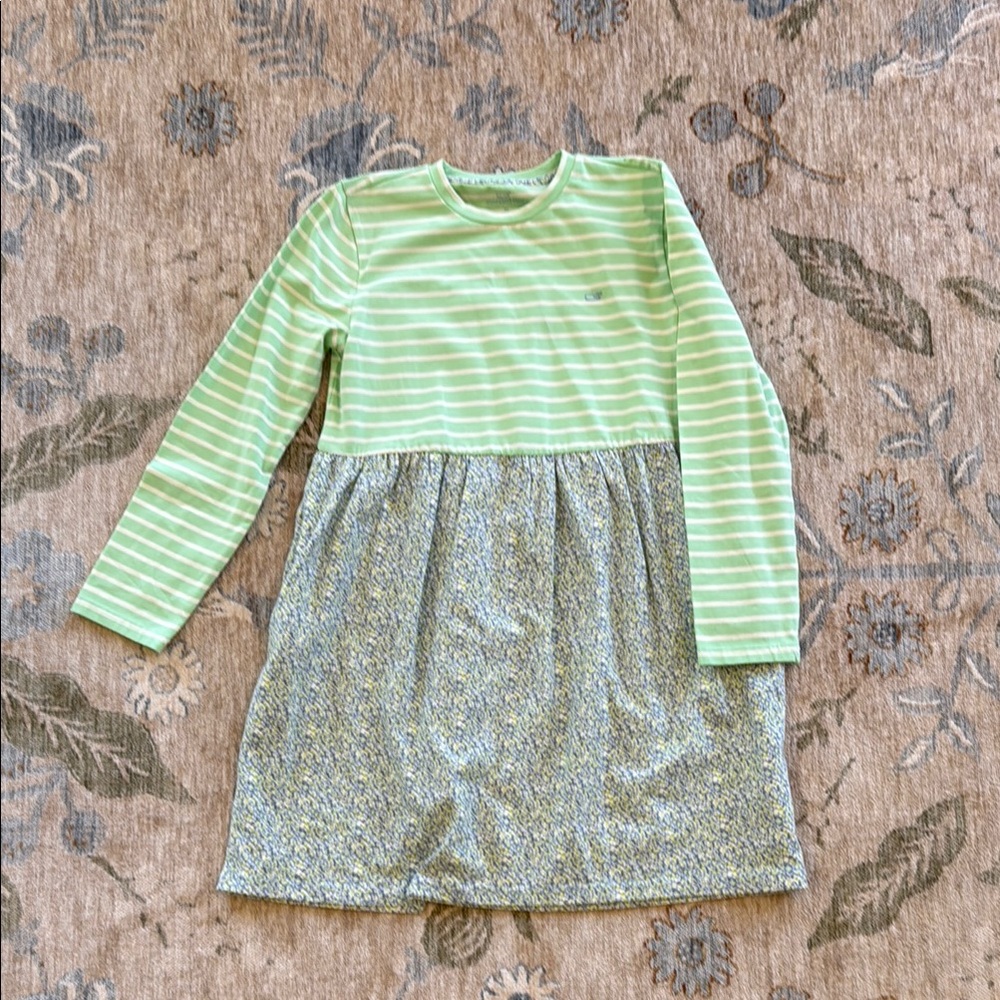 Vineyard Vines Green Striped Kids Casual Dress